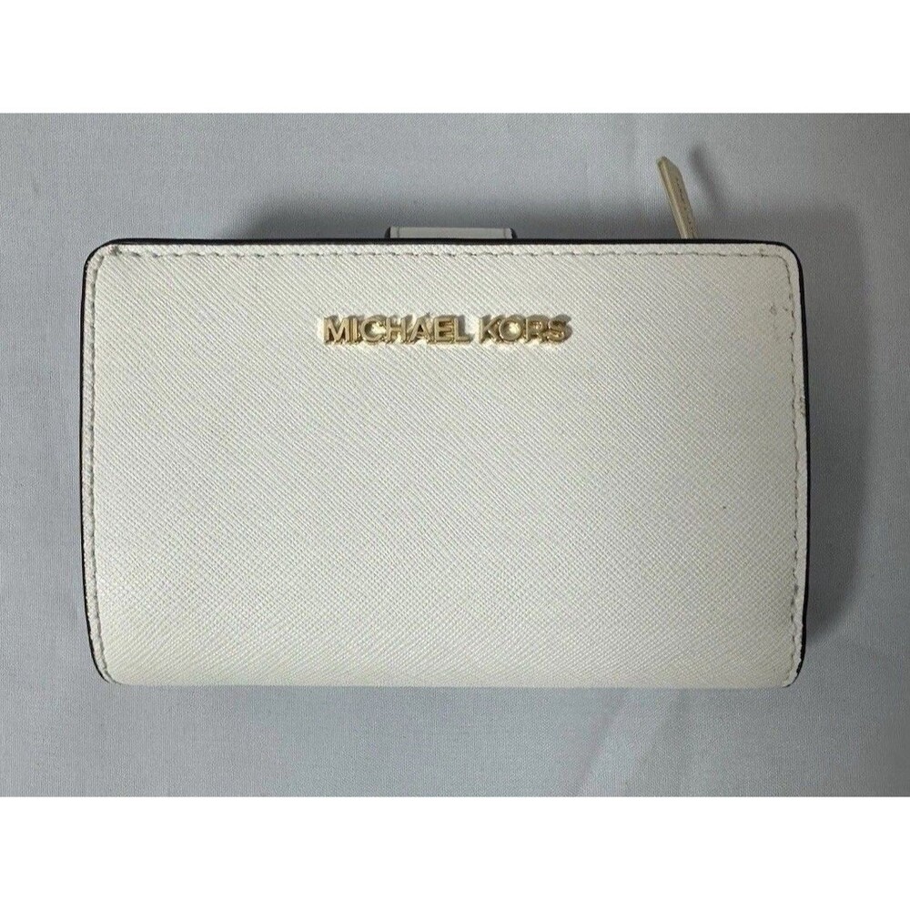 Michael Kors MK Signature Studded Shoulder Bag + Wallet White Set Medium Purse - Picture 15 of 16